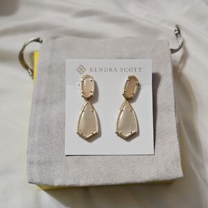 Kendra Scott Camry Enamel Gold and White Drop Earrings